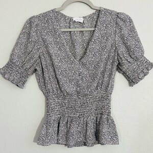 Sienna Sky leopard print peplum blouse S